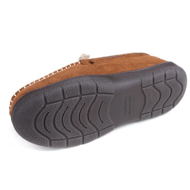 Zigzagger Men's Moccasin Slippers Memory Foam House Shoes, Indoor and Outdoor Warm Loafer Slippers, Tan, 11 M US - Image 2